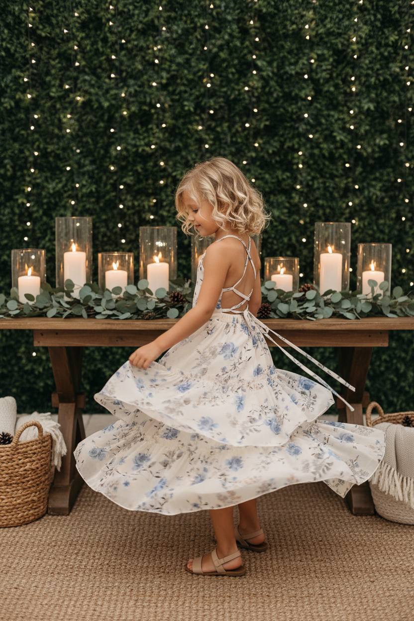 INDIE BLUE Dresses Wendy Dress (floral blue chiffon)