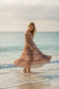 INDIE BLUE Women Women's Marabella Dress (mocha swiss dot)