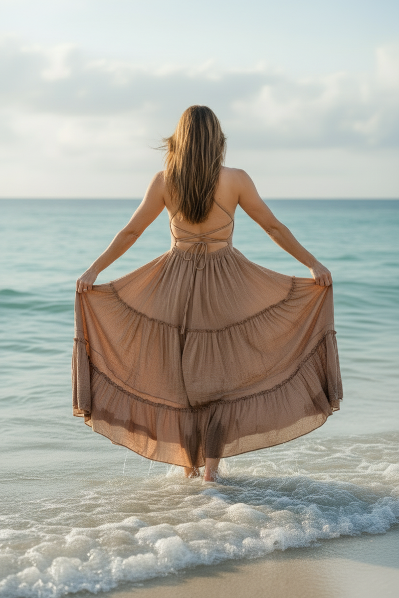 INDIE BLUE Women Women's Wendy Dress (mocha muslin)