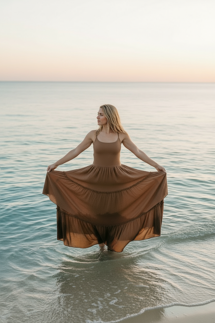 INDIE BLUE Women Women's Wendy Dress (mocha muslin)