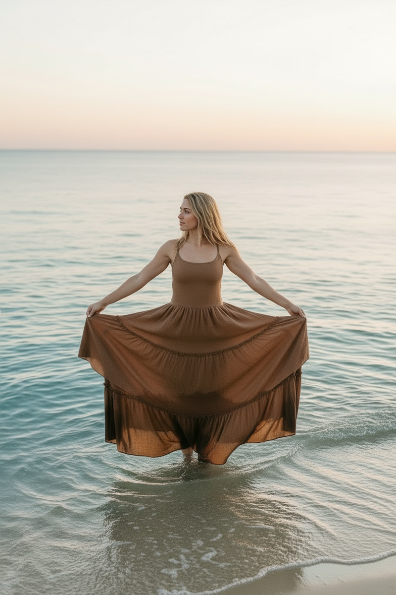 INDIE BLUE Women Women's Wendy Dress (mocha muslin)