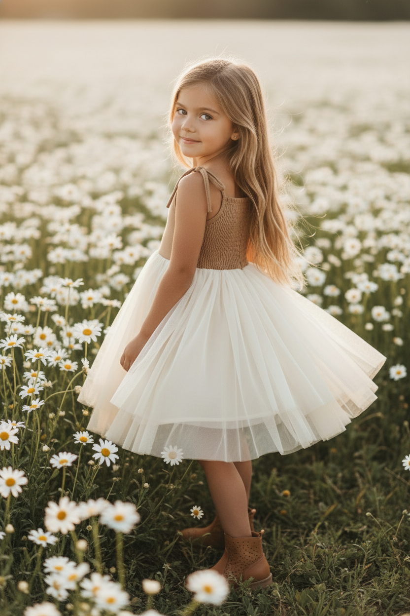 INDIE BLUE Dresses Jodi Twirl (two-tone mocha tulle)