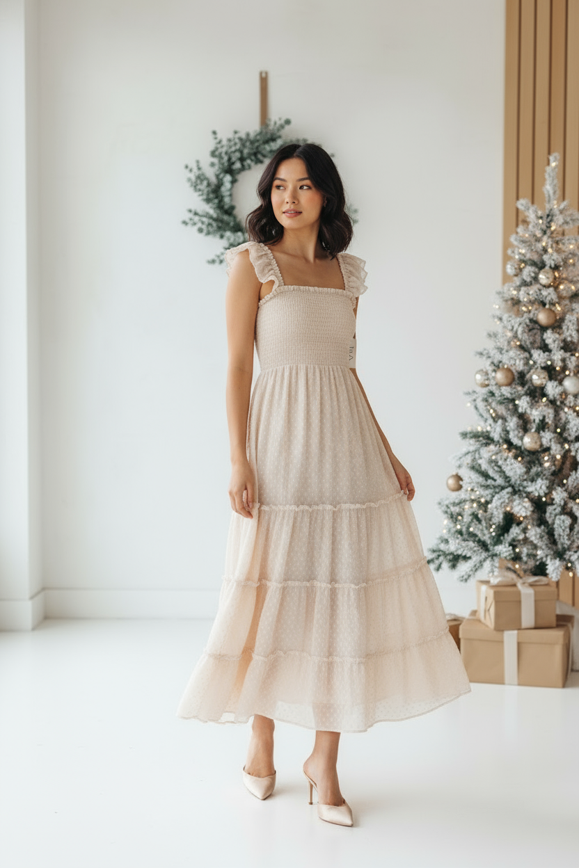 INDIE BLUE Women Women's Pia Dress (natural swiss dot)