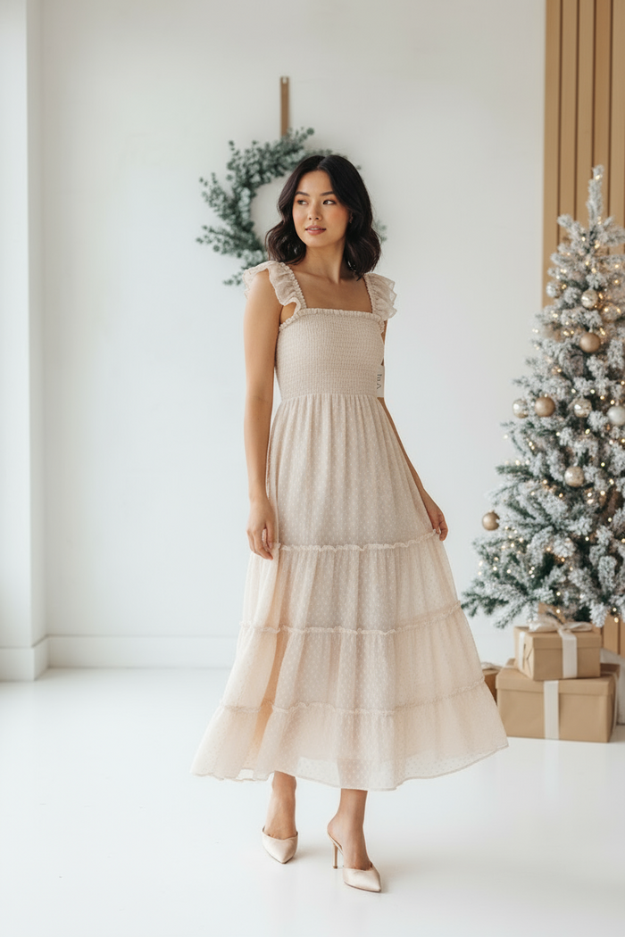 INDIE BLUE Women Women's Pia Dress (natural swiss dot)