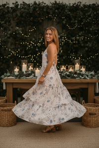 INDIE BLUE Women Women's Wendy Dress (floral blue chiffon)