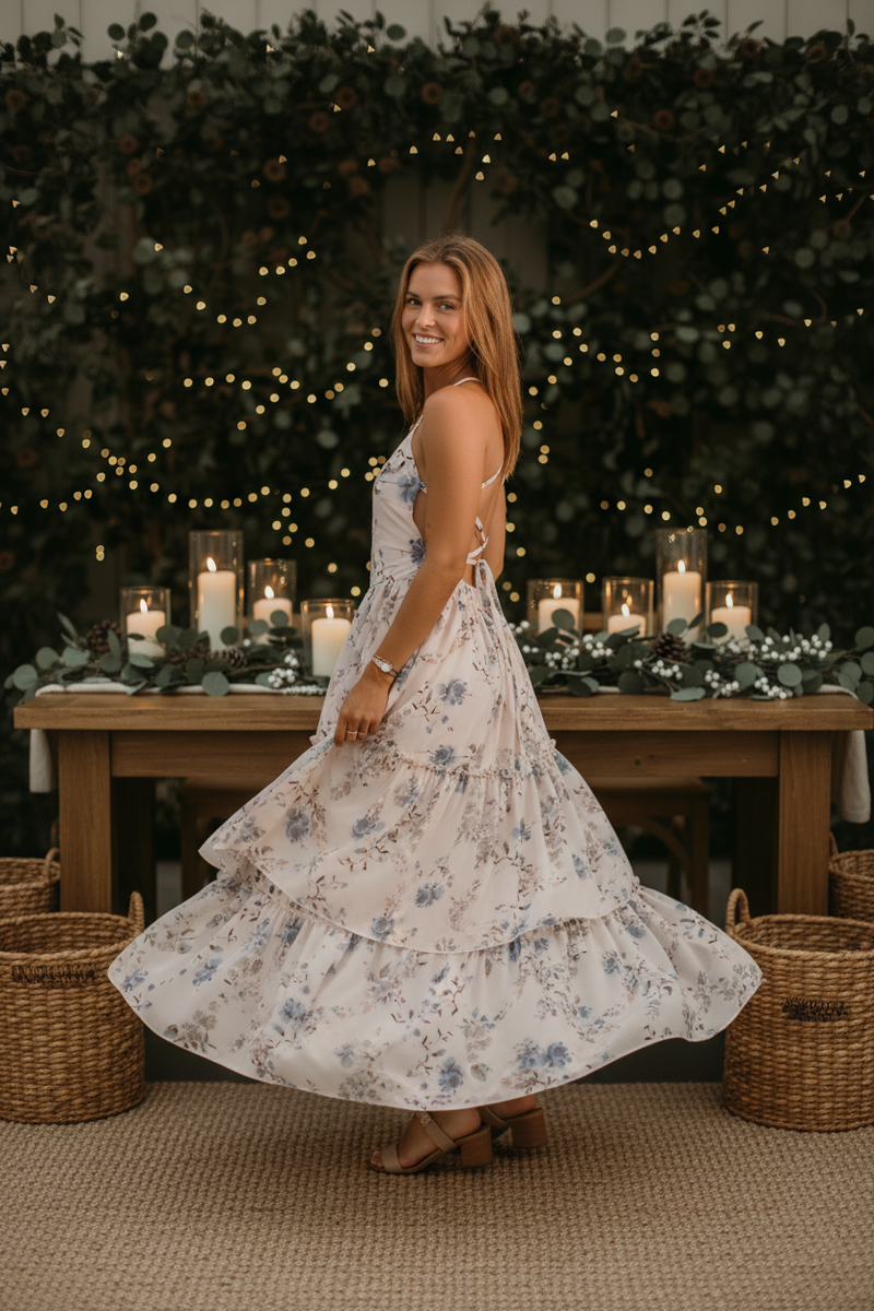 INDIE BLUE Women Women's Wendy Dress (floral blue chiffon)