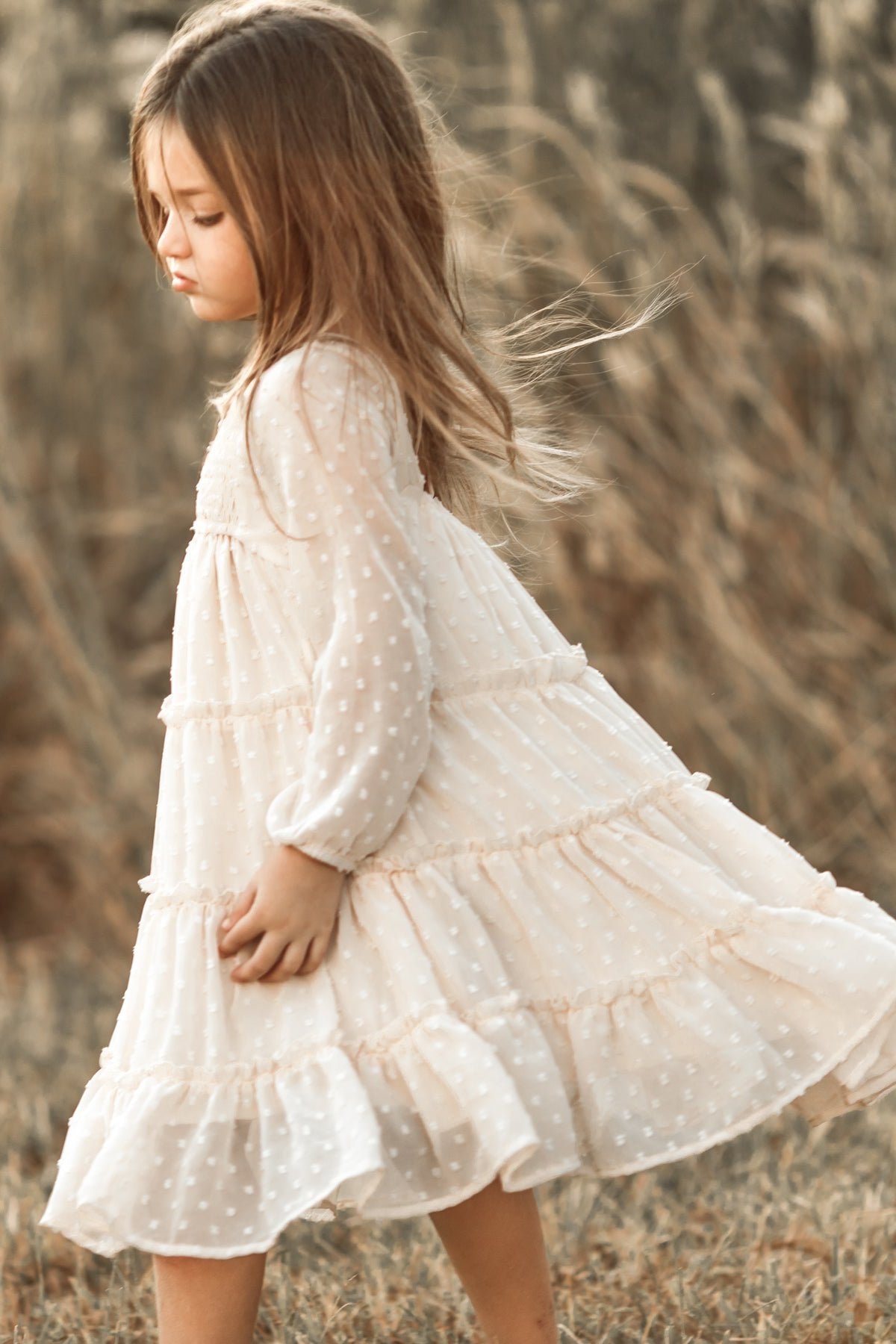 chiffon swiss dot dress Nora Dress (natural swiss dot) 5T