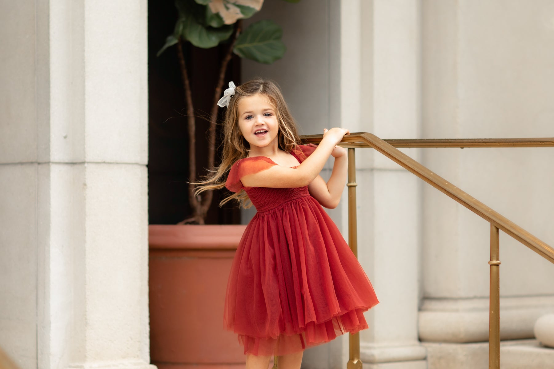 Girls red tulle on sale dress