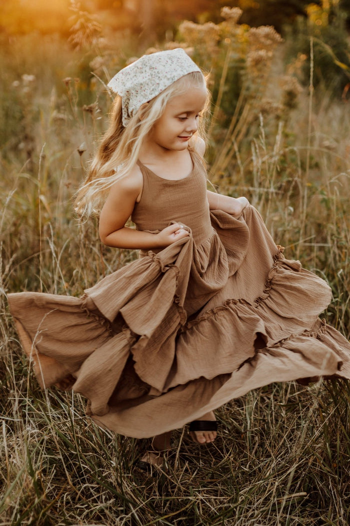 Wendy Dress (mocha muslin) 14Y
