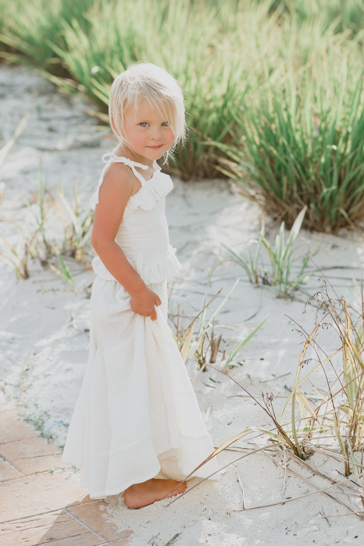 SS Girl's Bottoms Bella Maxi Pants (light ivory muslin)