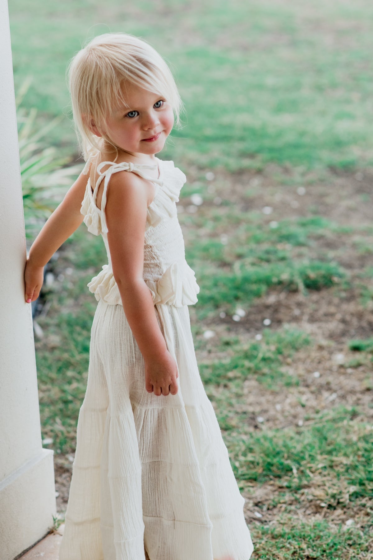 SS Girl's Bottoms Bella Maxi Pants (light ivory muslin)