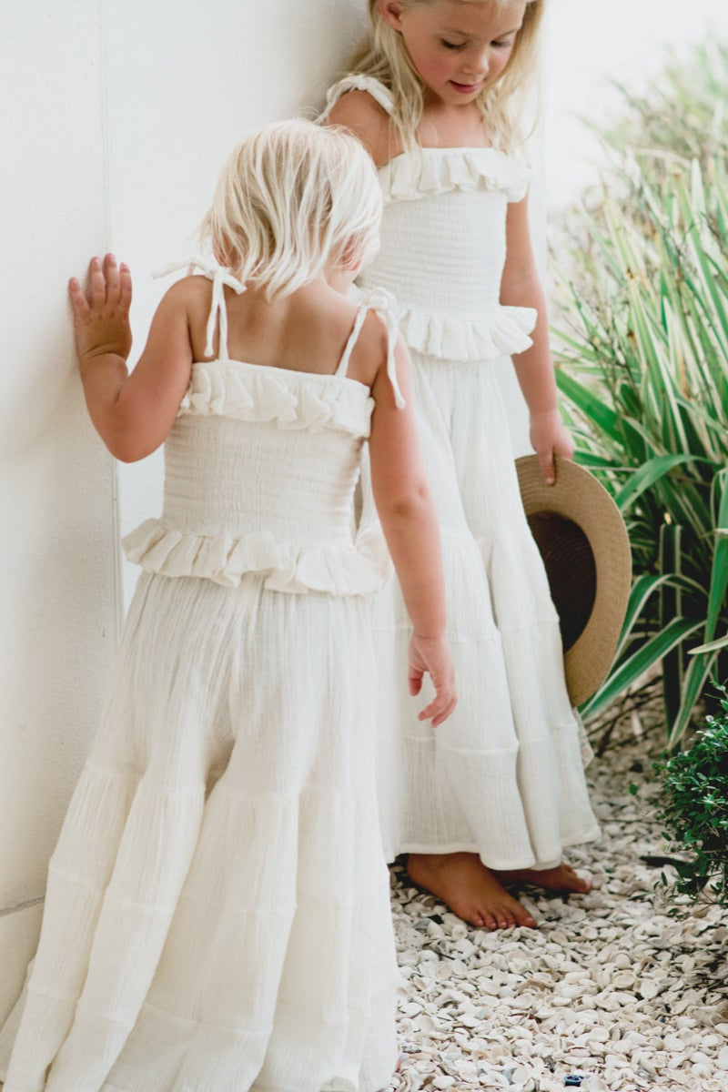 SS Girl's Bottoms Bella Maxi Pants (light ivory muslin)