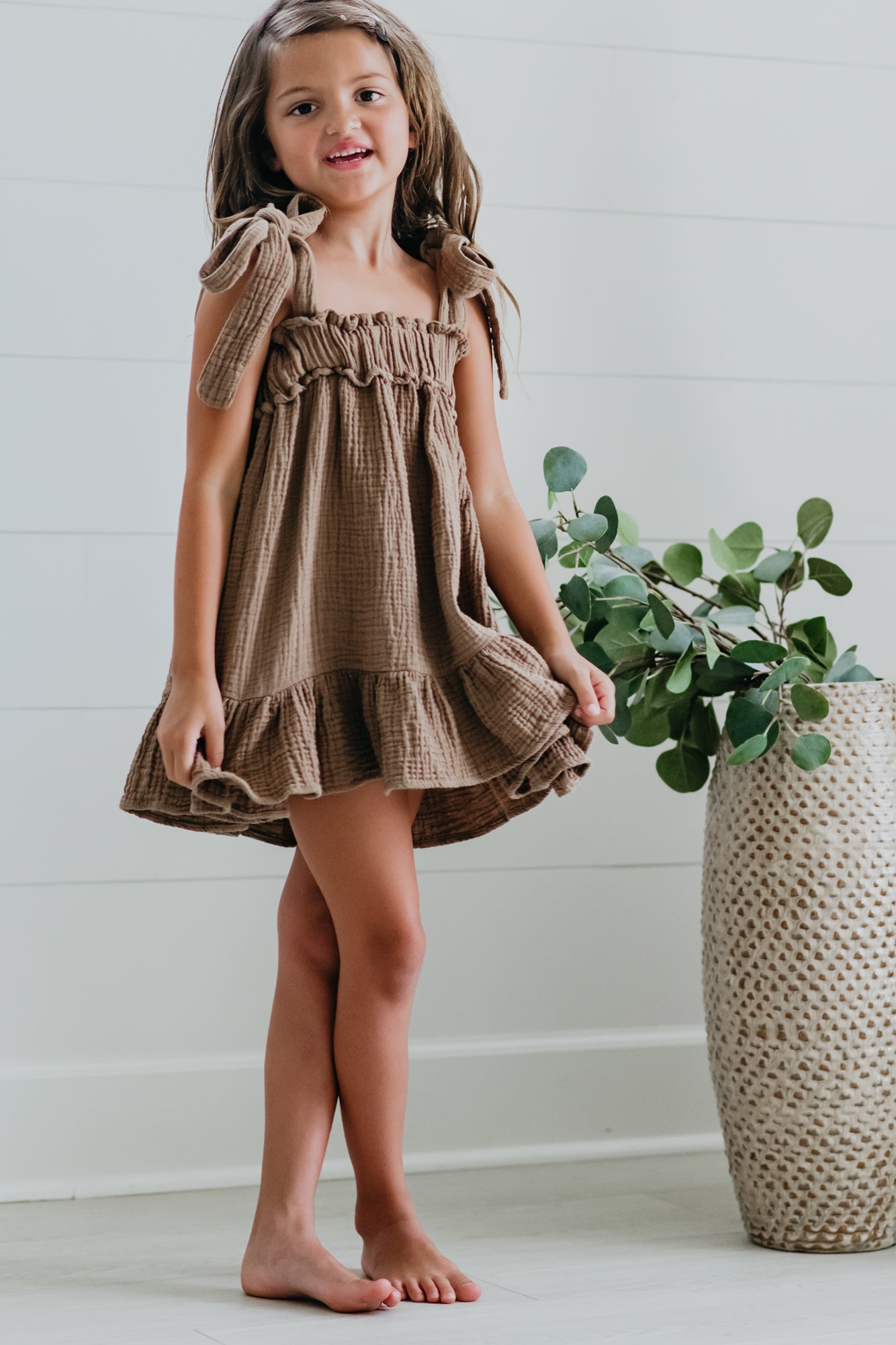 Evie Tunic Dress (mocha muslin) – INDIE BLUE