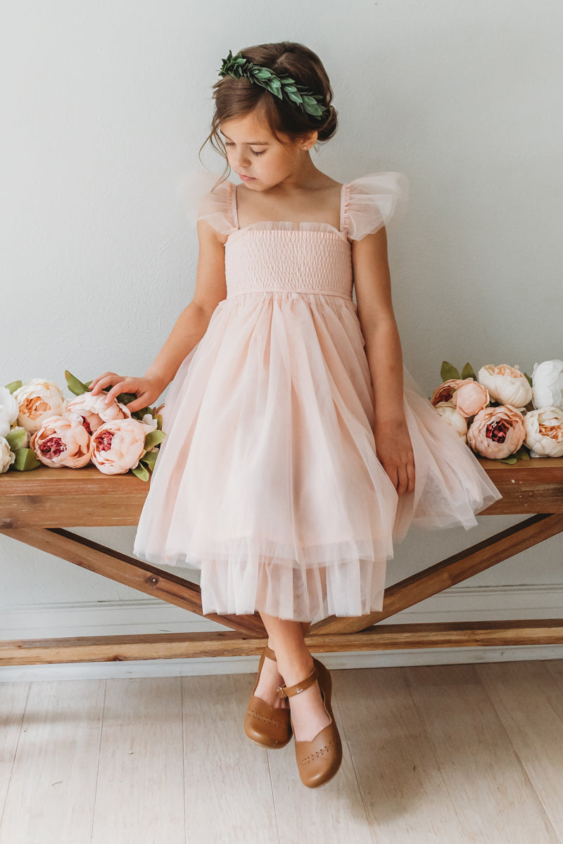 Juliet Dress (blush tulle) 12-18M