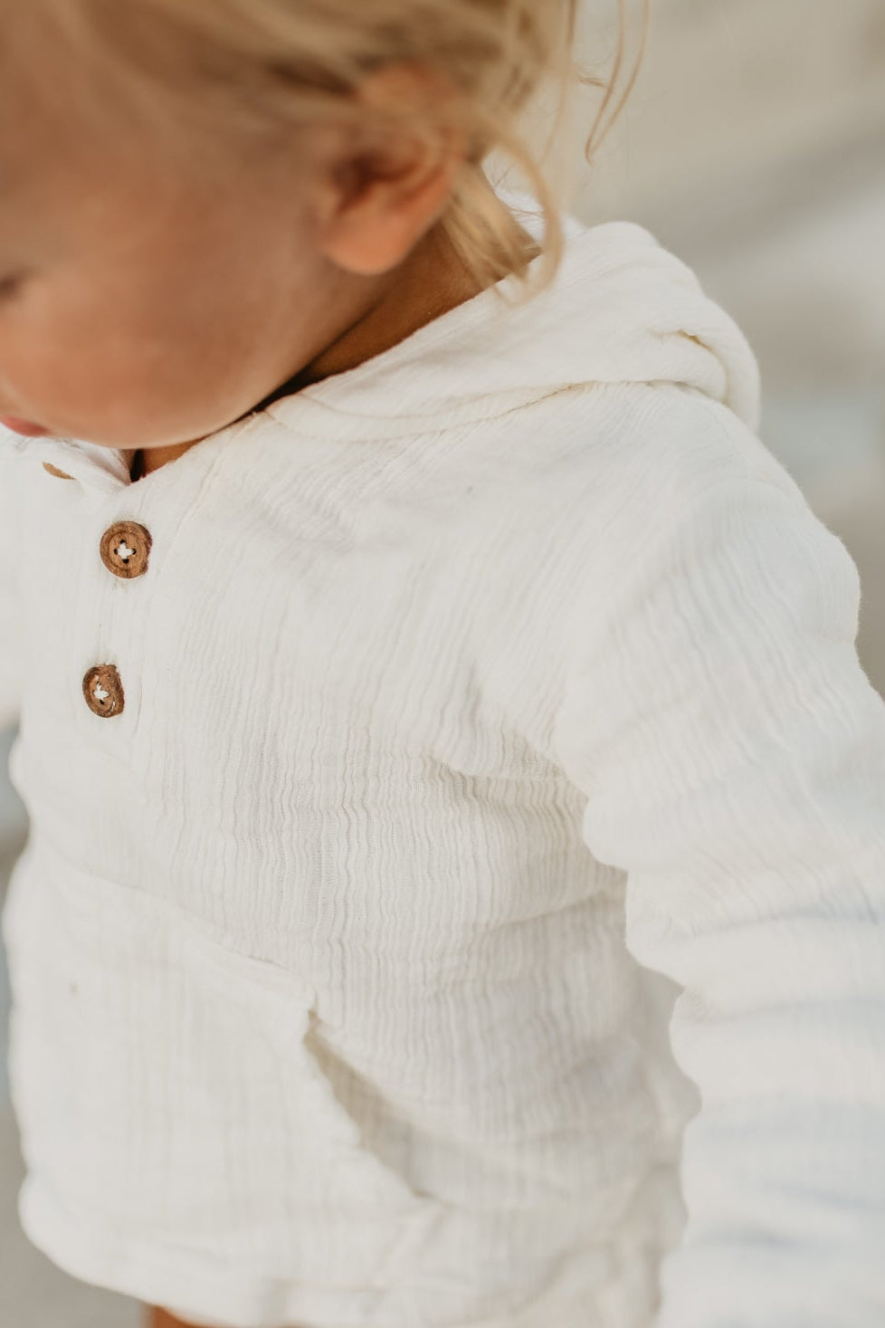 SS Boy's Top Knox Hoodie (light ivory muslin)