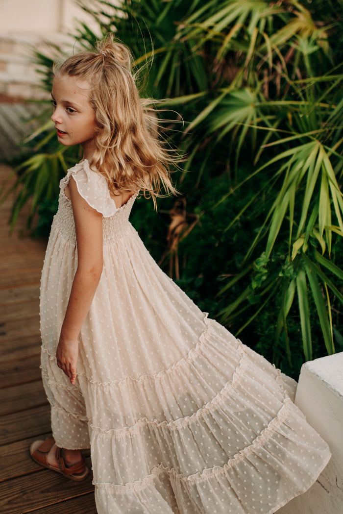 SS Girl's Dress Marabella Dress (natural swiss dot)