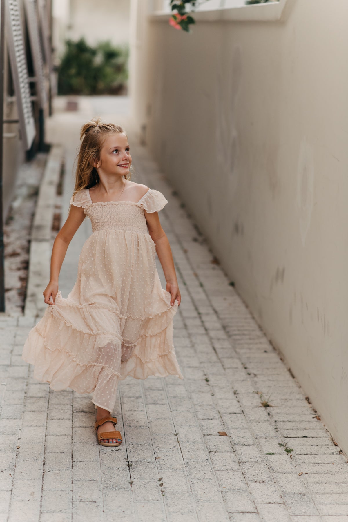 SS Girl's Dress Marabella Dress (natural swiss dot)