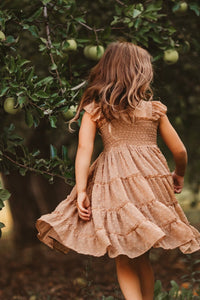 SS Girl's Dress Pia Dress (mocha swiss dot)