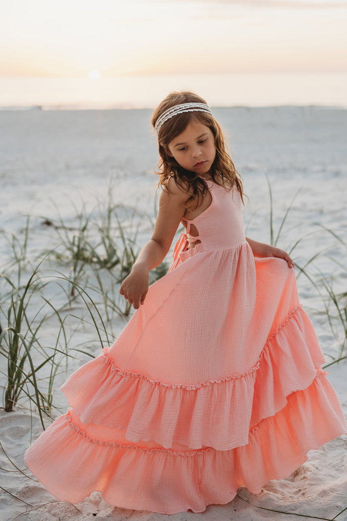 Wendy Dress (vibrant coral muslin) 6Y Wendy Dress (vibrant coral muslin) 6Y