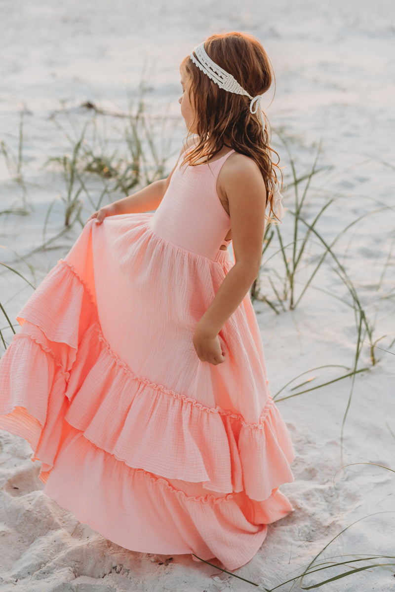 SS Girl's Dress Wendy Dress (vibrant coral muslin)
