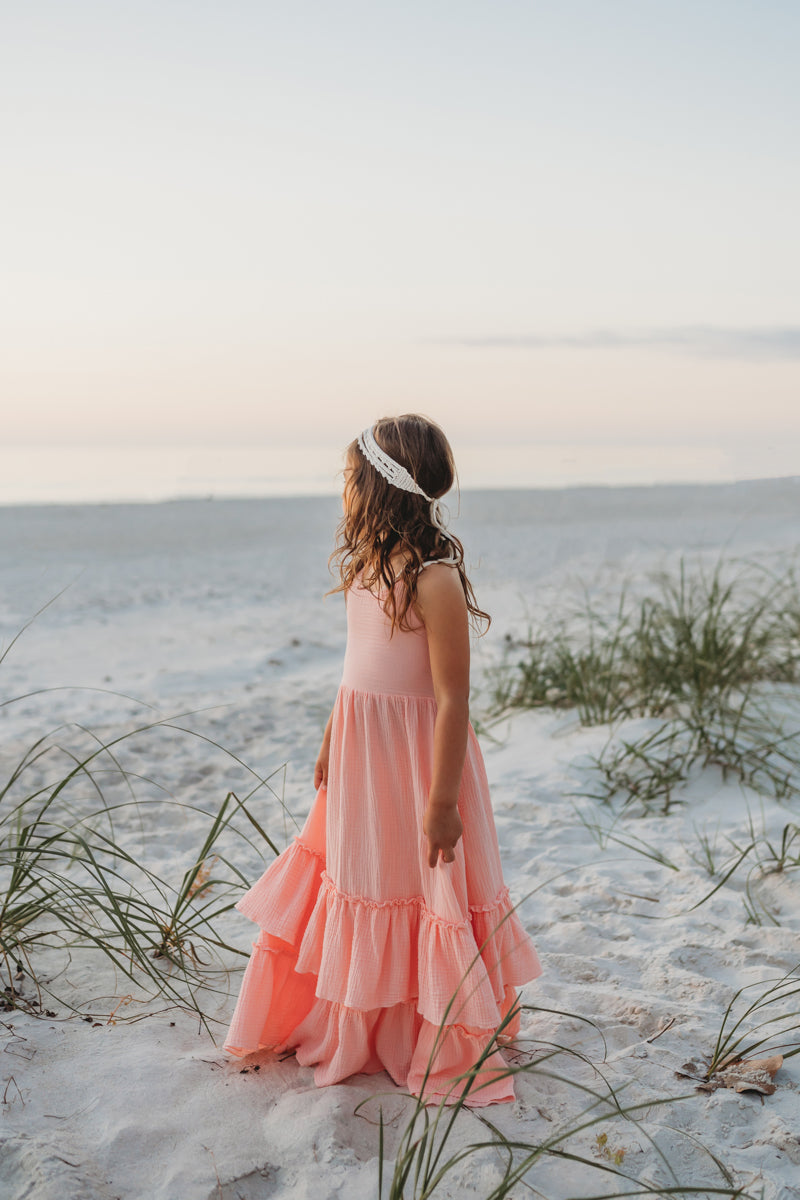 SS Girl's Dress Wendy Dress (vibrant coral muslin)