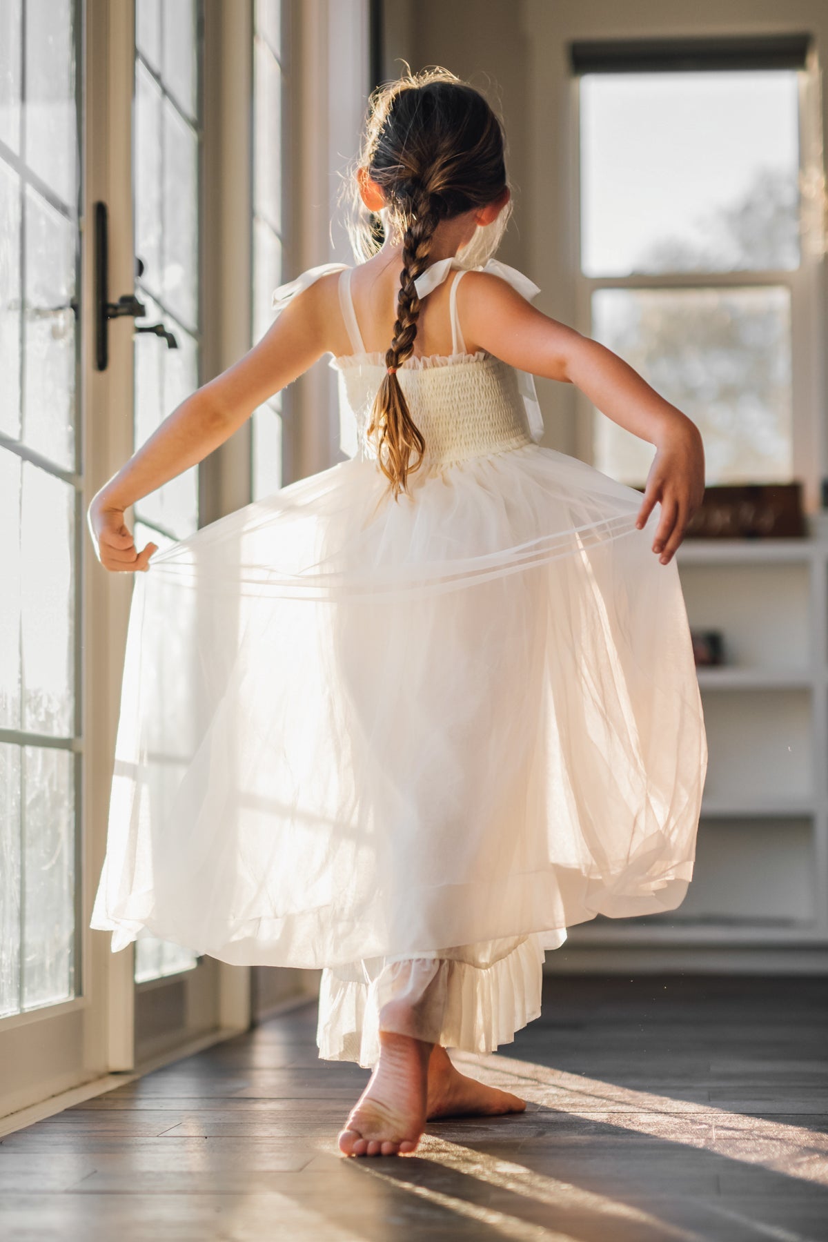 Isa High-Low Dress (antique ivory tulle)