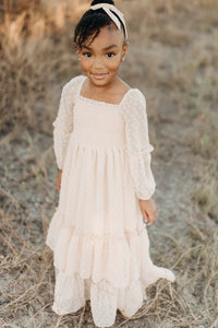 SS Girl's Dress Jolene Dress (natural swiss dot)