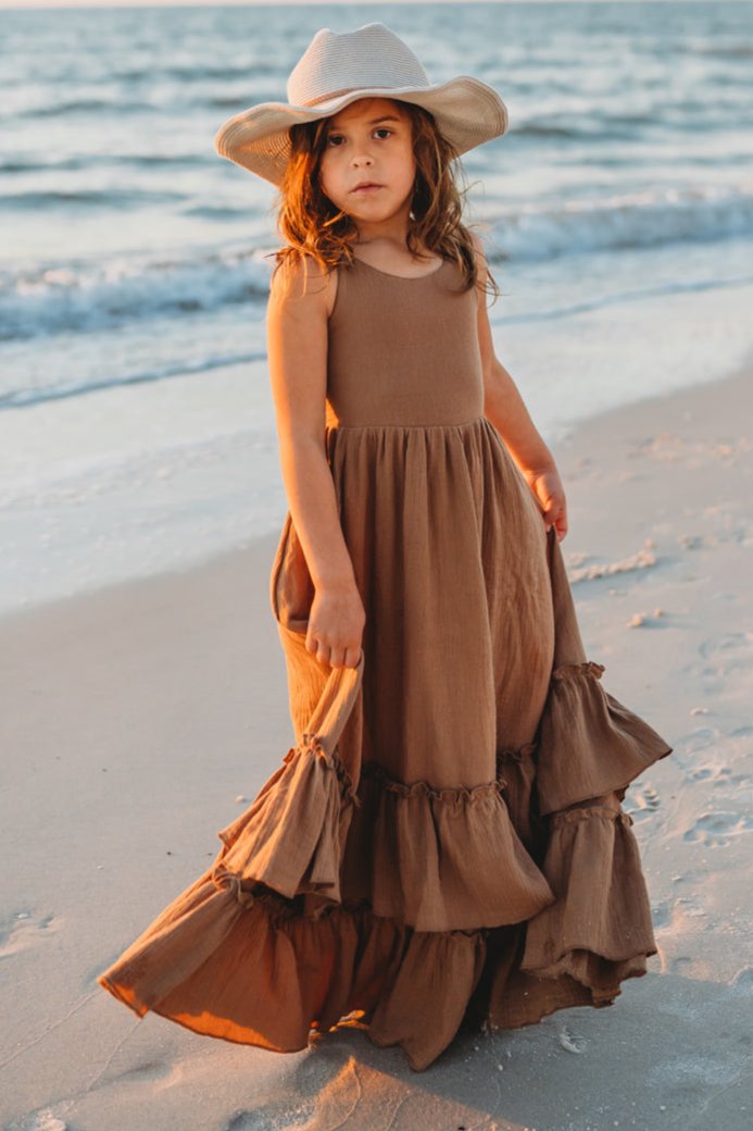 brown ruffle dress Shona Joy - Campbell Draped Maxi - Espresso %0D%0A%0D%0A%26nbsp%3B%0D%0A%0D%0A%26nbsp%3B%0D%0A*%26nbsp%3BOrder%20one%20size%20up%20for%20a%20relaxed%20fit Wendy Dress (mocha muslin) 14Y