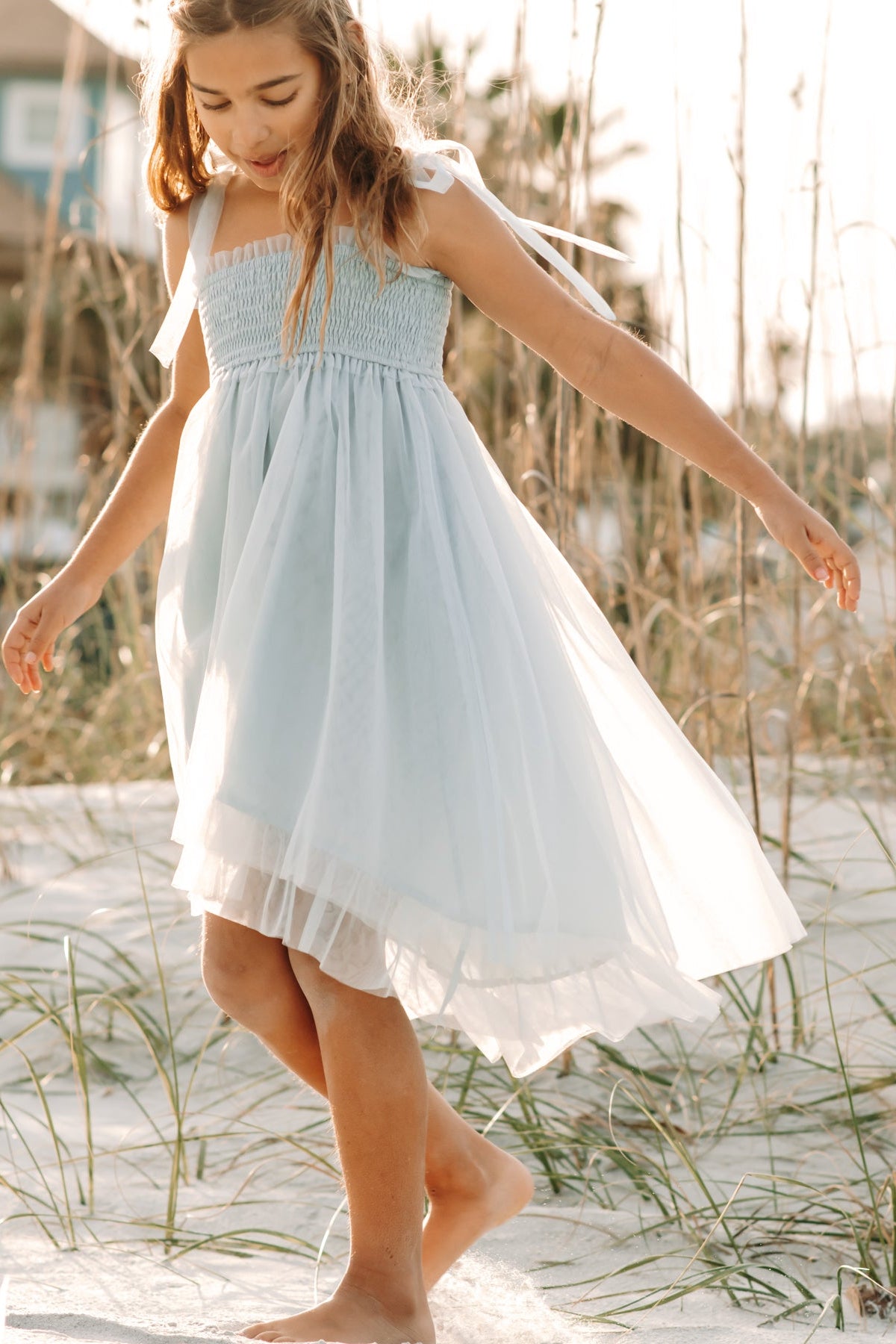 Isa High-Low Dress (airy blue tulle) 5T Isa High-Low Dress (airy blue tulle) 5T